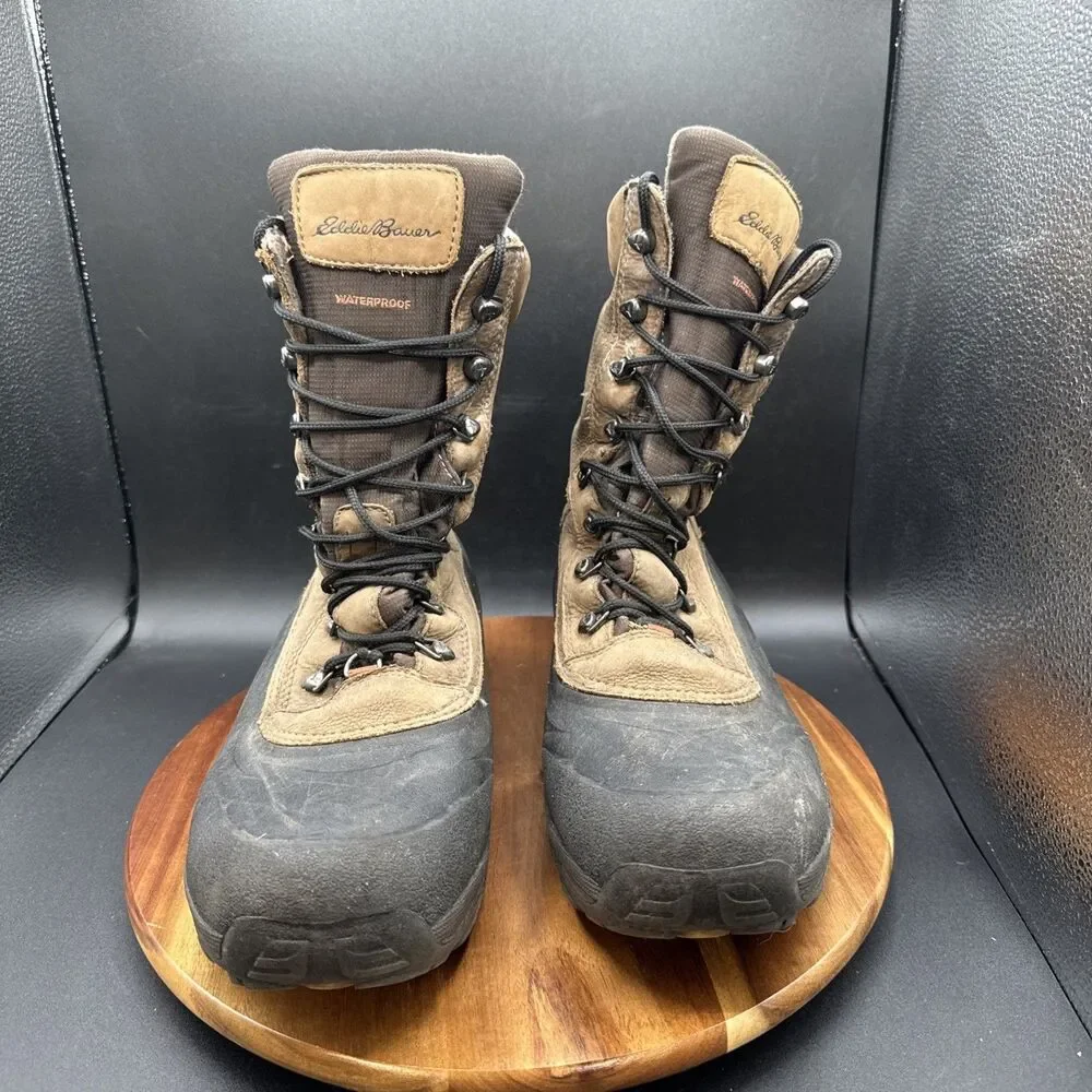 Eddie Bauer Snoqualmie Pass Men's Size 9.5 Hiking Boots Brown 8” Waterproof
